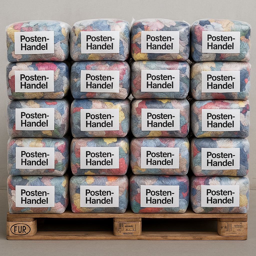 30 Beutel Putzlappen Aufschrift Posten-Handel auf Europalette