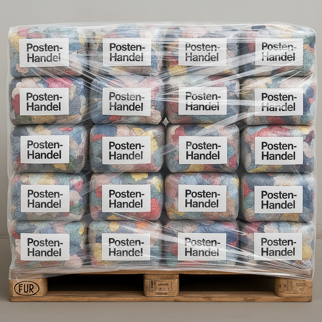 30 Beutel Putzlappen Aufschrift Posten-Handel auf Europalette