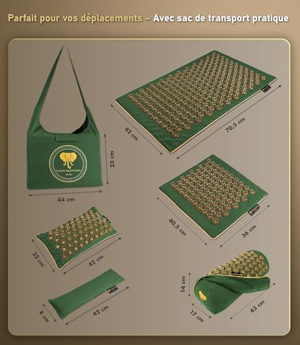 Echte Akupressurmatte mit Kissen XXL Set aus 5 Massagematten Rückenspannung Entlastung Akupunkturmatte mit Wärmefunktion, Lumbalkissen, Doormatte & Tasche, Grau