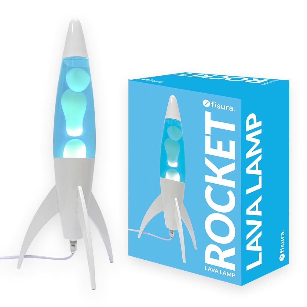 Lavalampe "Rocket" - Retro-Lavalampe mit Ersatzbirne, ideal für Wohnzimmer, Schlafzimmer und Büro. Maße: 20 x 20 x 45 cm.