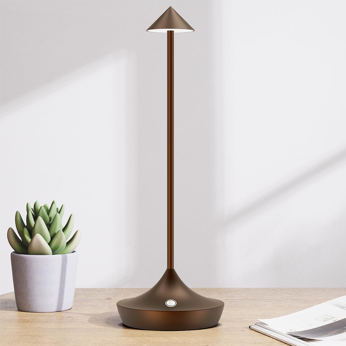 LED-Batterie Tischlampe Drahtloses , modernem Aluminium Dimmable Wireless Tischlampe 6000 mAh, wasserdicht, Tischlampen wiederaufladbar für Innen-Aussentisch Tisch Restaurant