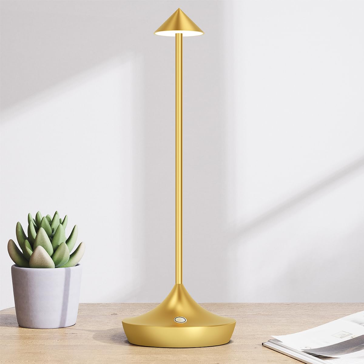 LED-Batterie Tischlampe Drahtloses , modernem Aluminium Dimmable Wireless Tischlampe 6000 mAh, wasserdicht, Tischlampen wiederaufladbar für Innen-Aussentisch Tisch Restaurant