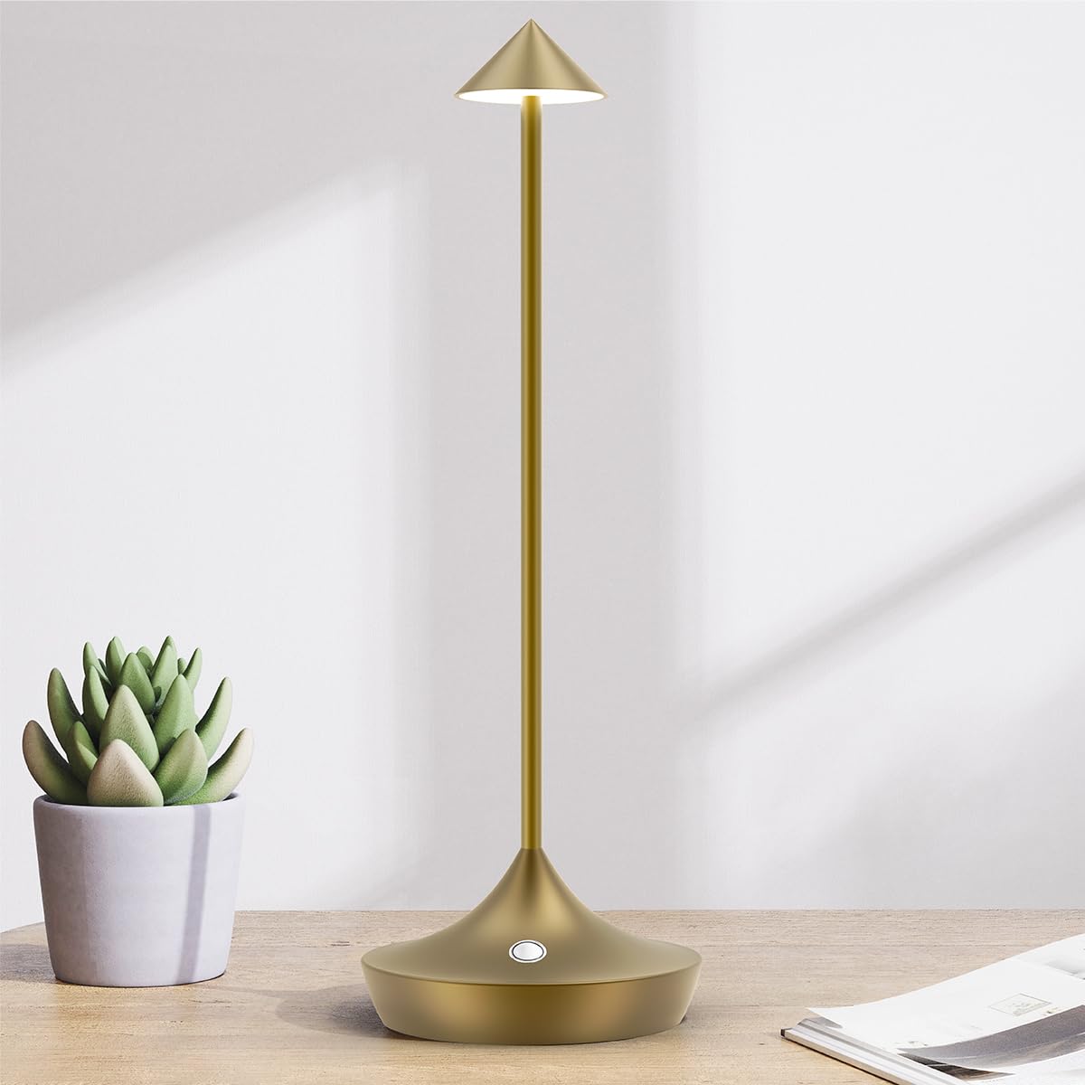 LED-Batterie Tischlampe Drahtloses , modernem Aluminium Dimmable Wireless Tischlampe 6000 mAh, wasserdicht, Tischlampen wiederaufladbar für Innen-Aussentisch Tisch Restaurant