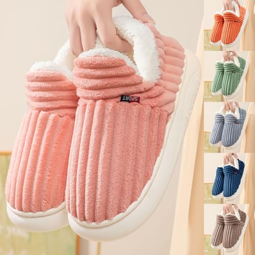 Flauschige Hausschuhe Damen Winter Warme Damen Hausschuhe Geschlossen, Unisex rutschfest Dicke Sohle