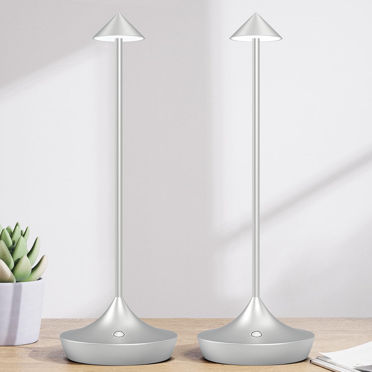 LED-Batterie Tischlampe Drahtloses , modernem Aluminium Dimmable Wireless Tischlampe 6000 mAh, wasserdicht, Tischlampen wiederaufladbar für Innen-Aussentisch Tisch Restaurant