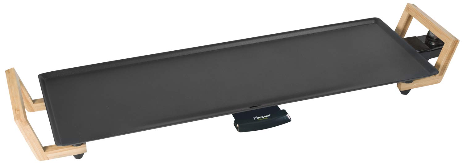 Teppanyaki Grillplatte in Asien Design, mit Bambusgriffen