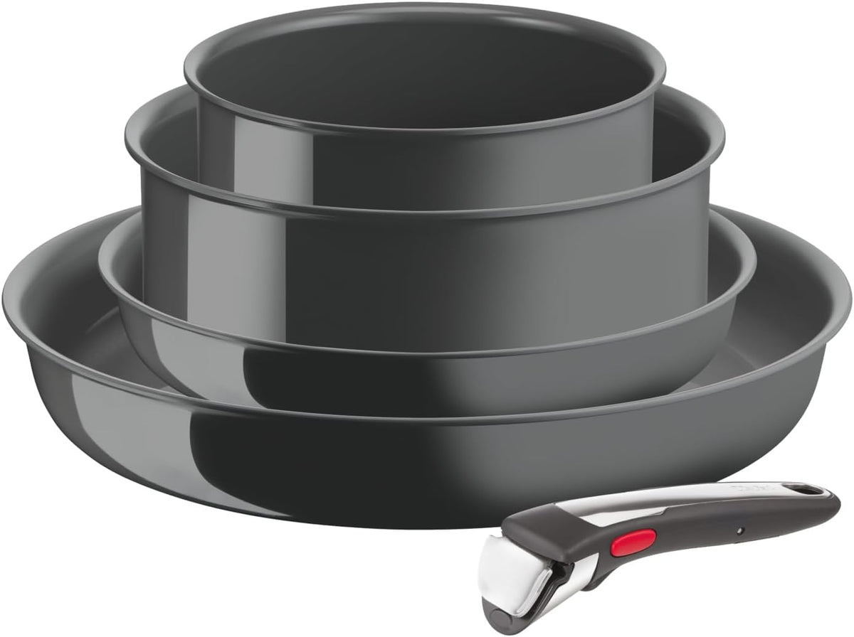 Tefal Ingenio Renew 5-teiliges Pfannenset 22/28 cm, Töpfe 16/20 cm, Abnehmbarer Griff, Induktion, Keramikbeschichtung, Thermo-Signalfunktion
