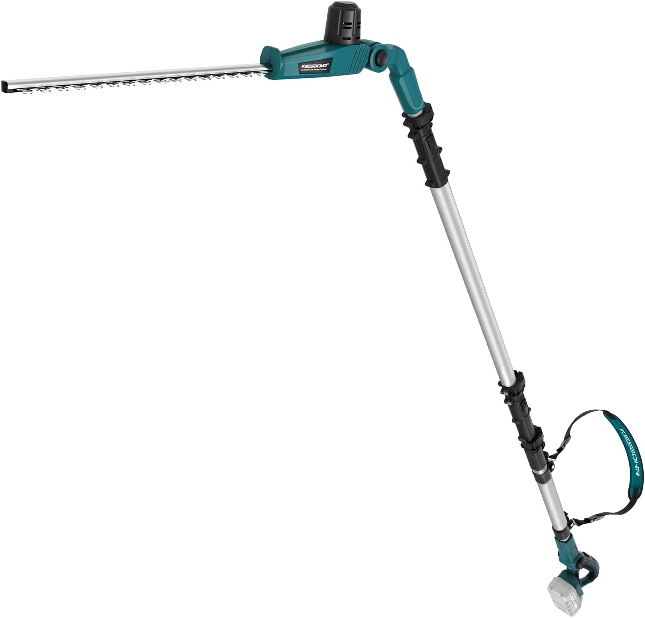 Akku Teleskop-Heckenschere kompatibel mit Makita 18V-Akkus,45 cm Schnittbreite,16 mm Zinkenabstand, 2,95 m Reichweite, 5-Fach Verstellbarer Schneidkopf & 6-Stufen Griff