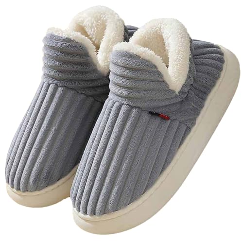 Flauschige Hausschuhe Damen Winter Warme Damen Hausschuhe Geschlossen, Unisex rutschfest Dicke Sohle