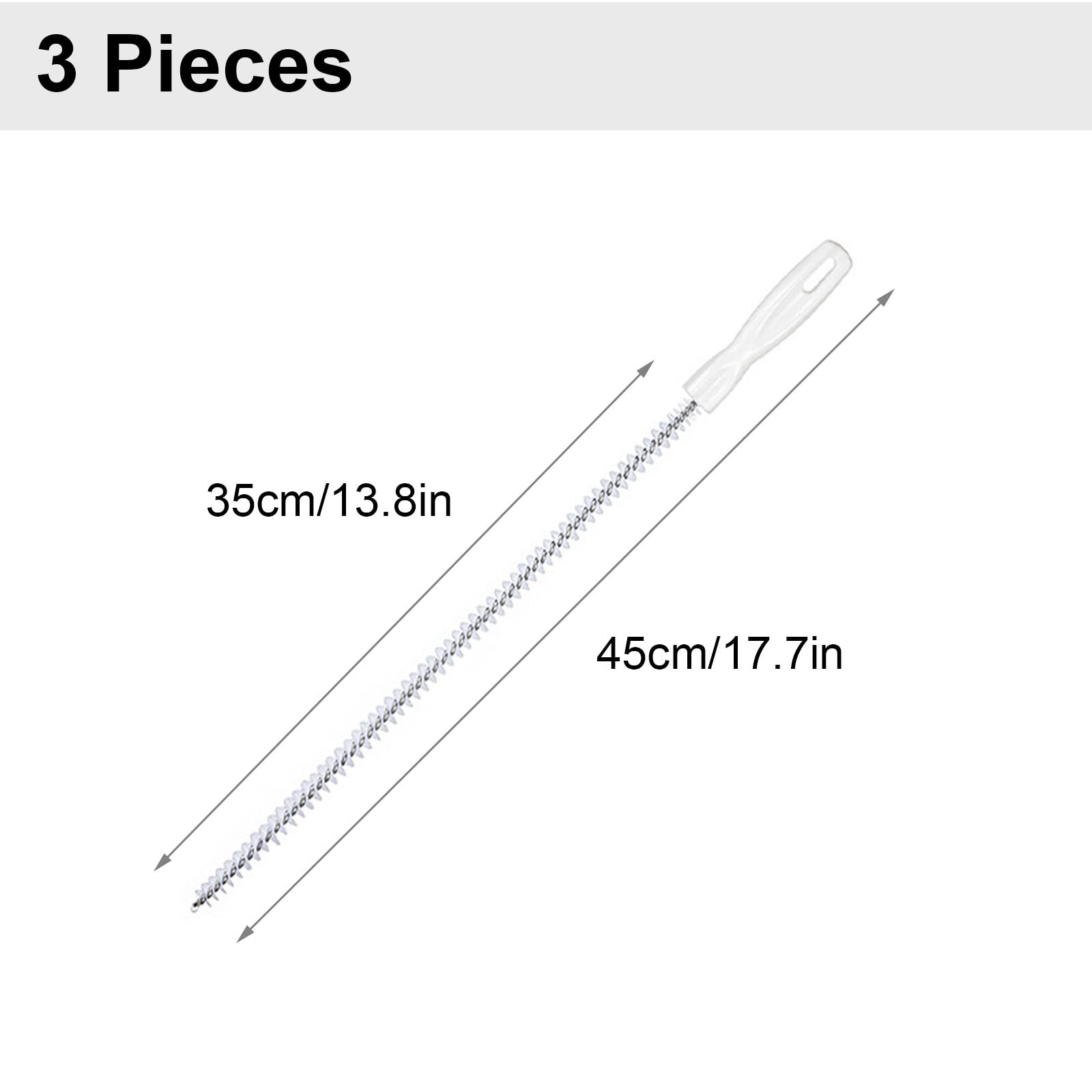 Packung mit 2 Reinigungsbürsten für Abwasserkanäle, flexibler Abflussreinigungsbürste, Rohrreiniger, Haarentfernung, Abflussreinigungspinsel für Küche, Badezimmer, langes Haar entfernen, 45 cm (Packung 2)