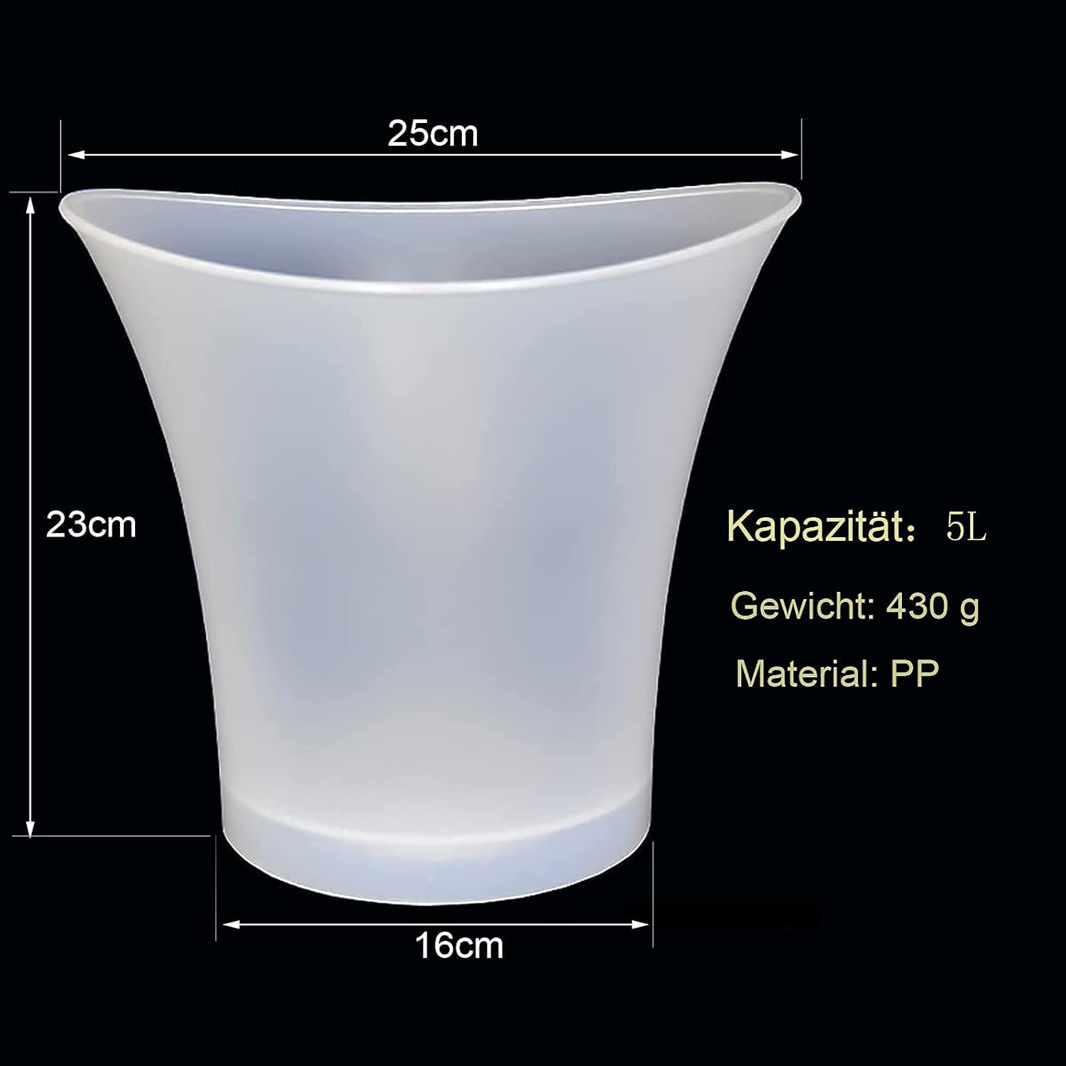 LED Eiskübel 5L, Multicolor LED Sektkübel, Großraumbehälter für Flaschenwein und Flaschengetränke, Eiskübel mit mehreren Farbverlauf, Farbe einstellbar, geeignet für Festival/Party/Zuhause/Bar