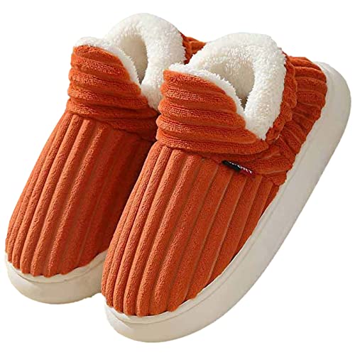 Flauschige Hausschuhe Damen Winter Warme Damen Hausschuhe Geschlossen, Unisex rutschfest Dicke Sohle