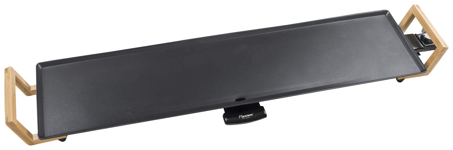 Teppanyaki Grillplatte in Asien Design, mit Bambusgriffen