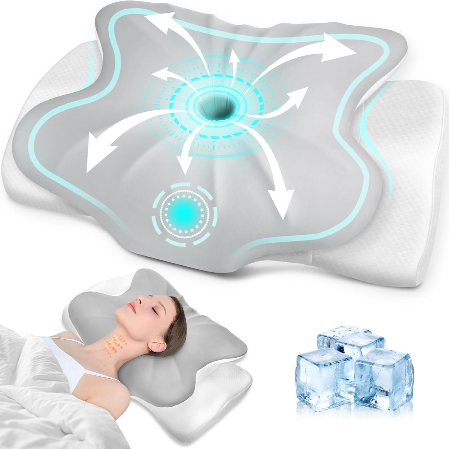 Nackenkissen Kopfkissen, Anti Schnarch Kissen, Memory Foam Kissen Ergonomisches, Nackenstützkissen Orthopädisches, Nackenkissen Seitenschläfer für Seiten, Rücken & Bauchschläfer