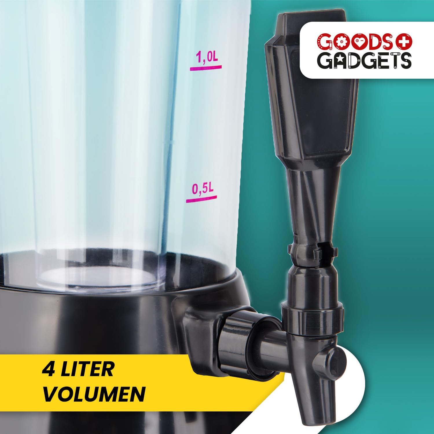 Colonne à bière 4,0 L, robinet, colonne à bières cultes, distributeur de boissons avec refroidisseur de glace 1,3 L (noir)