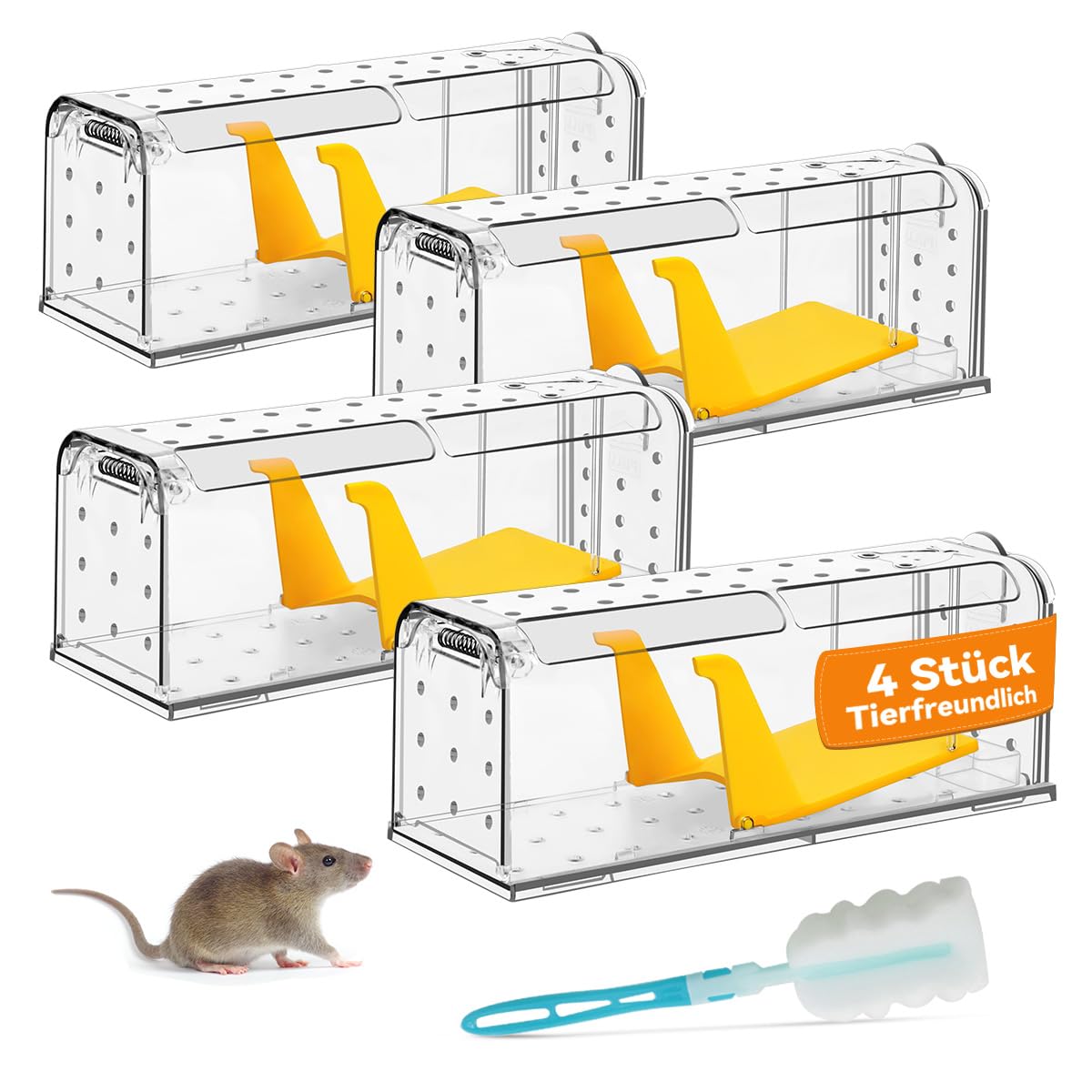 Mausefalle Lebend , Lebendfalle Maus, Wiederverwendbar, Tierfreundliche, Hochsensitive Quick Release, Kontakt mit Mäusen vermeiden - Gartenzubehör
