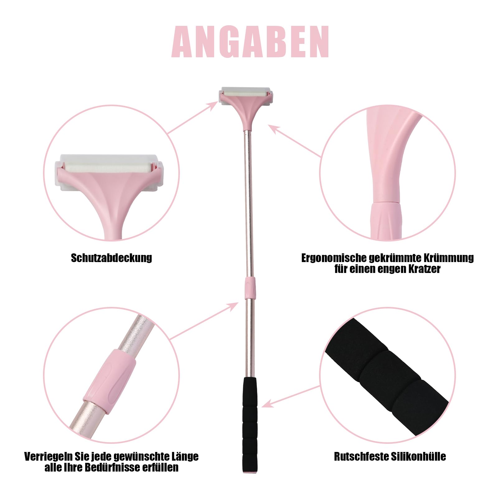 Mini Lotion Applikator Lotionsbürste Kosmetik Applikator Körperpflege Hautpflegewerkzeug mit drei Ersatzköpfen, verstellbar