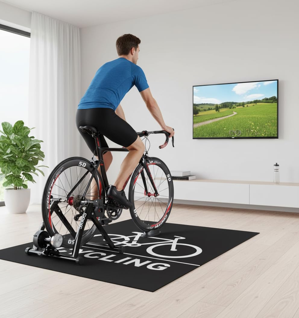 Fahrrad Rollentrainer, Klappbar Stahl Bike Trainer mit Schnellspanner Vorderradunterlage Radtrainer für 26-29 Zoll Fahrradtraining Fahrradfahren Zuhause Indoor