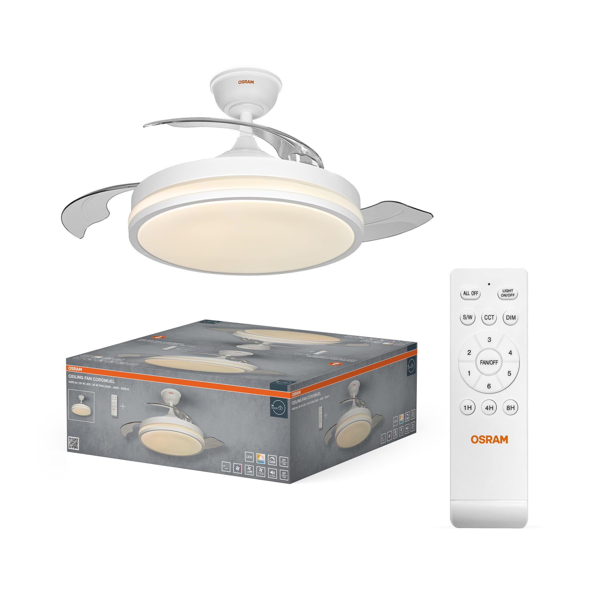LED-Deckenventilator Caju, 48W, CCT, Holzoptik, IP20, für den Innenbereich, 6 Geschwindigkeitsstufen, steuerbar per Fernbedienung,