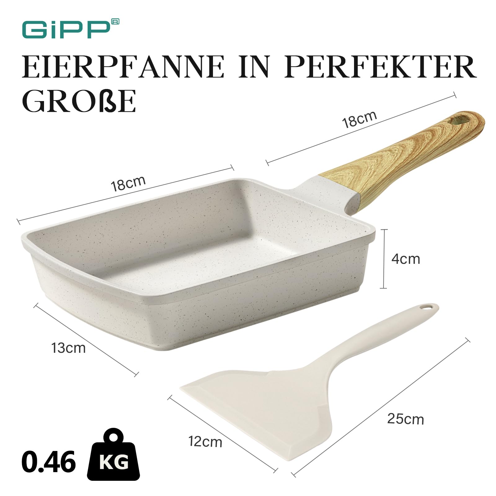 Spiegeleipfanne, 3-Loch Omlettenpfanne, Granit-Antihaftbeschichtung, PFOS/PFOA-Frei Eierpfanne für Gebratenes Frühstück/Eier/Wurst/Speck, Weiß