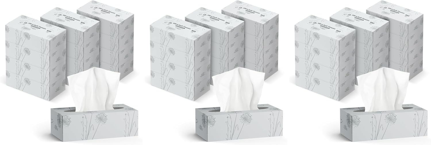 3-lagige Kosmetiktücher, 1080 Blatt, 12 Packungen à 90 Blatt