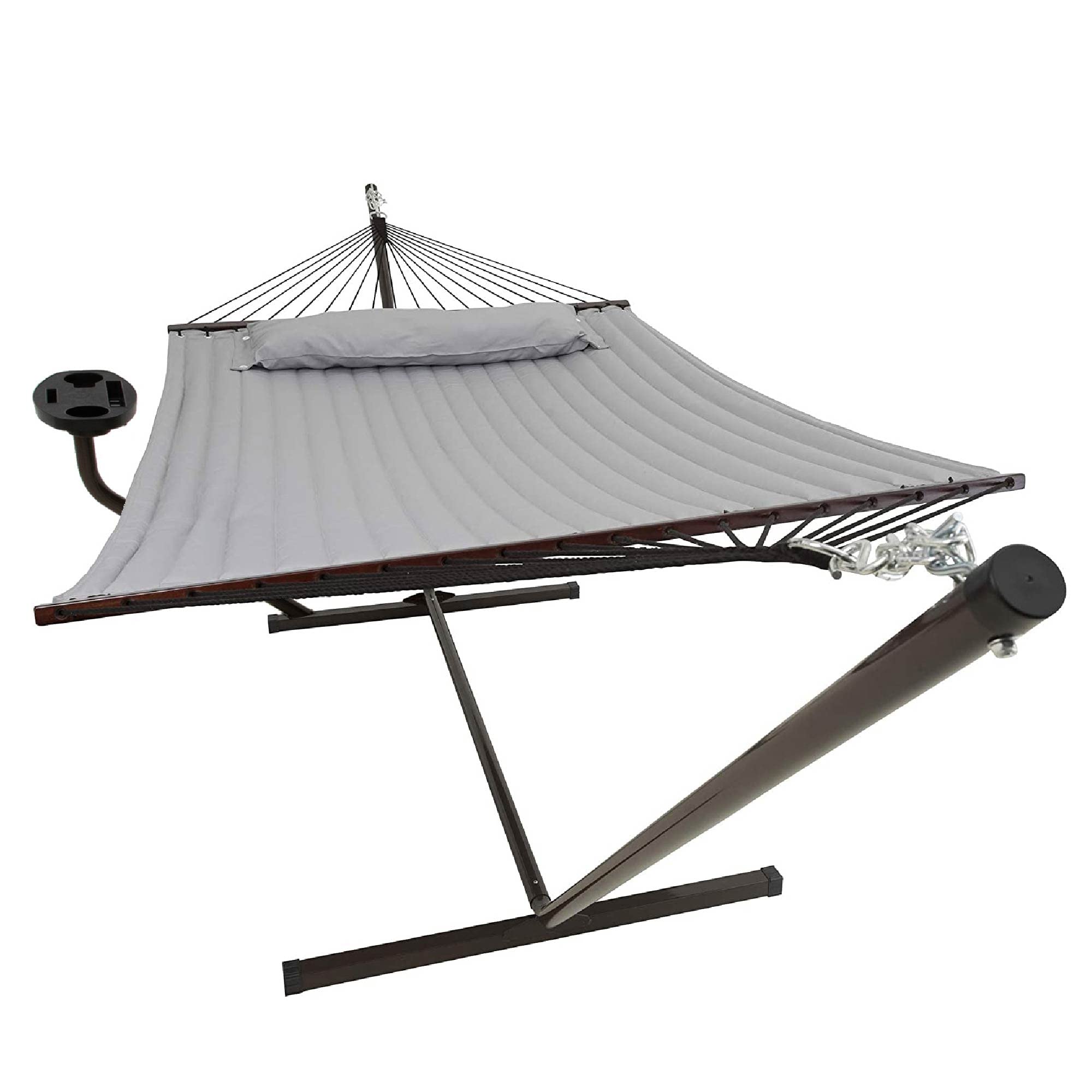 Hängematte mit Gestell und Tisch - Hängematte Outdoor für den Garten, Pool & Balkon - Großzügige Hängematten 2 Personen - Doppelhängematte mit Ständer und Beistelltisch - 200 kg Belastbarkeit