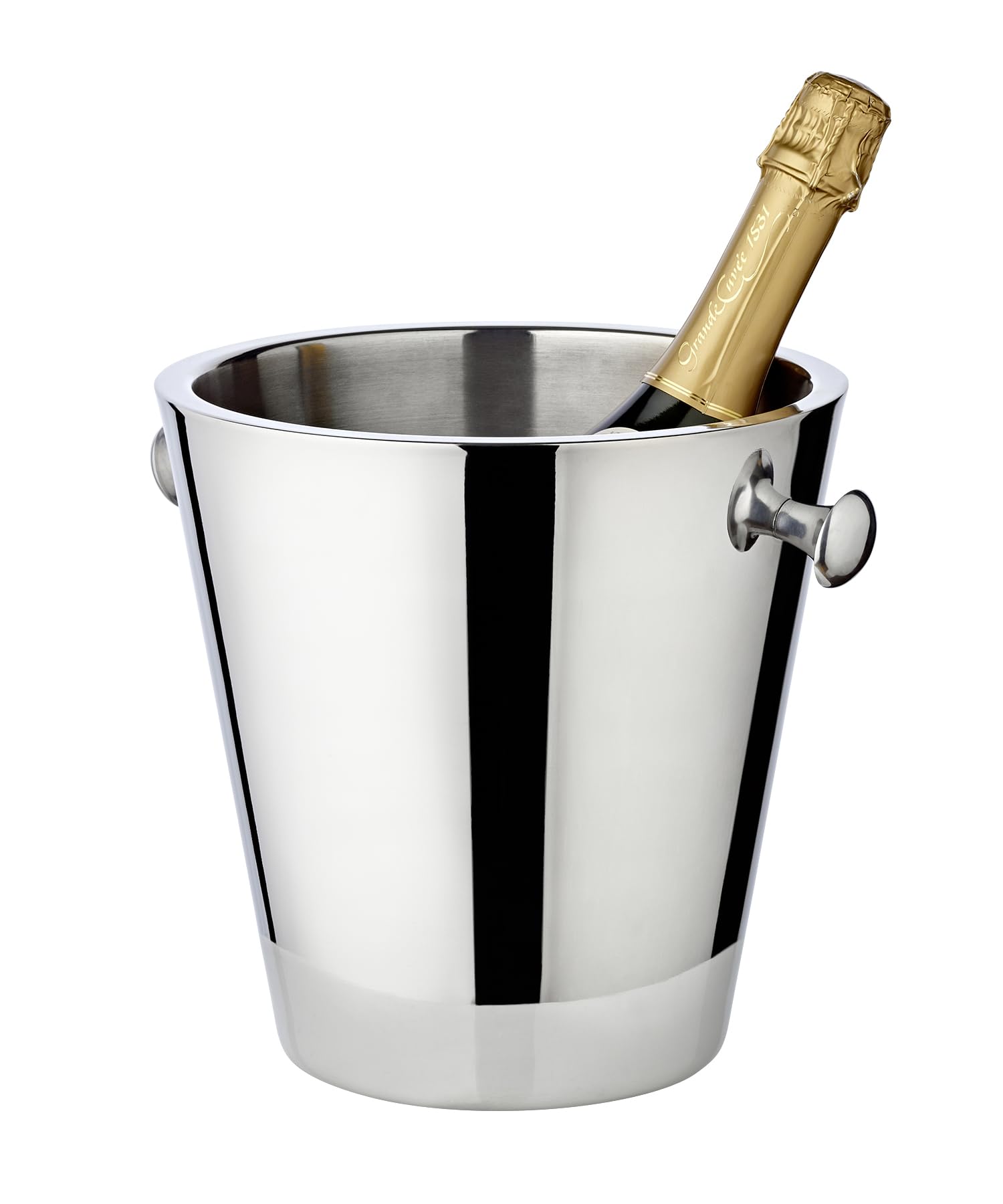 Sektkühler Sevilla, glatt, mit Ständer, Edelstahl, mit Griffen, für 1 Flasche - Getränkekühler, Flaschenkühler, Weinkühler, Champagner Kühler, Eiseimer