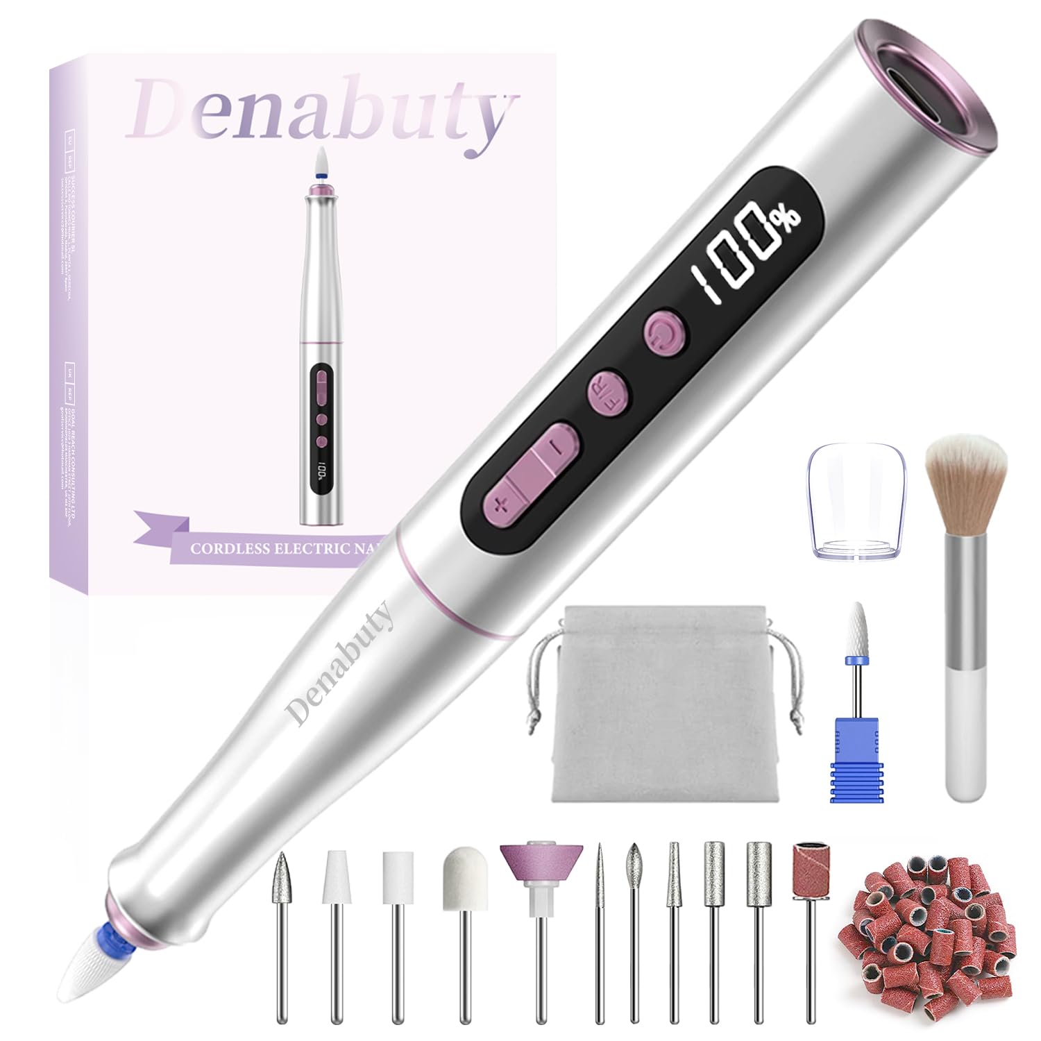 Nagelfräser Kabellos, 13 in 1 Fräser für Gelnägel 35000 u/min, Elektrische Nagelfeile Professionell Nail Drill, Maniküre und Pediküre Set Elektrisch für Semi Permanent, Acrylnägel