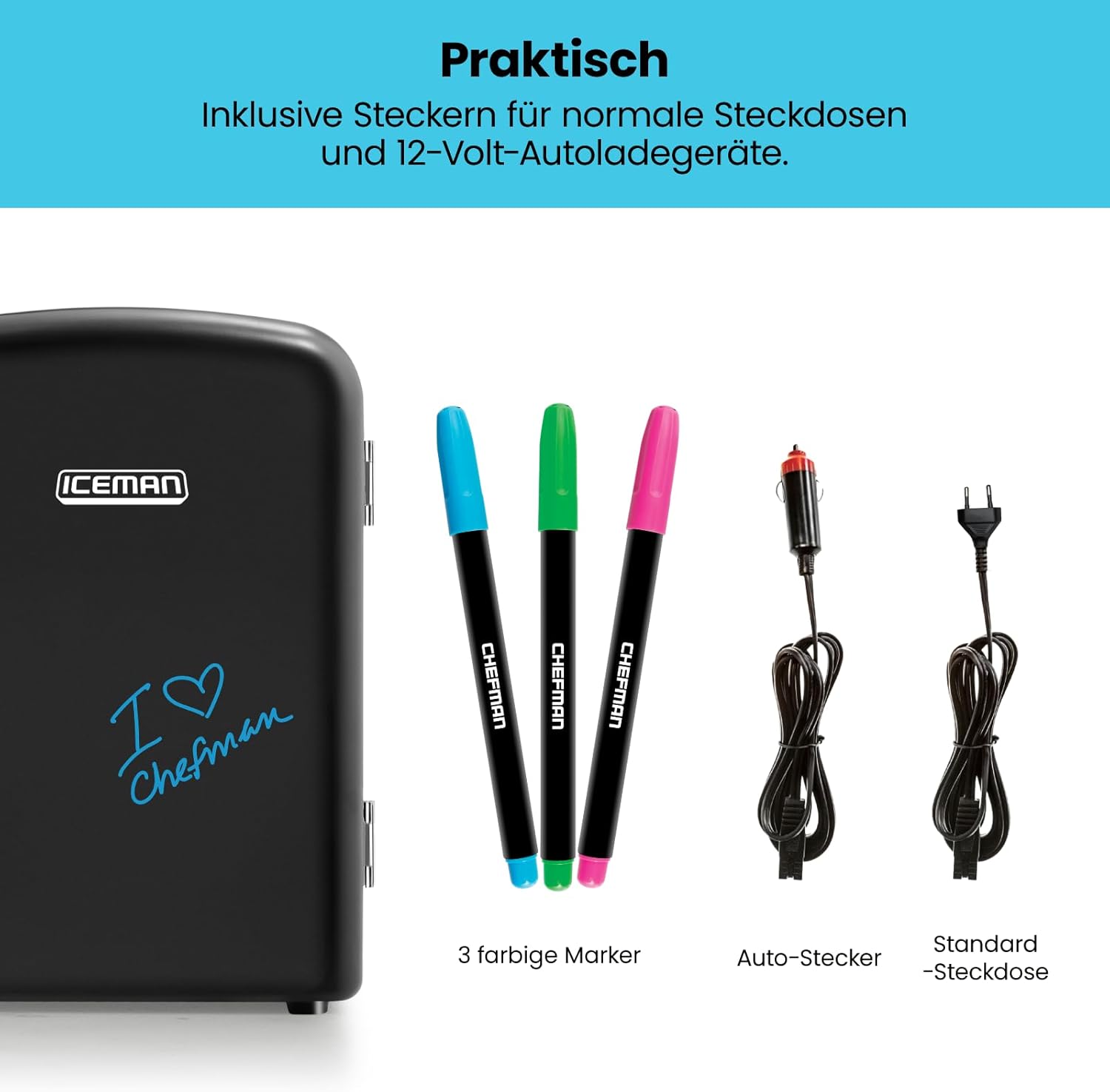 Iceman Portable Eraser Board Mini Fridge, Cools and Heats, 4 Liters