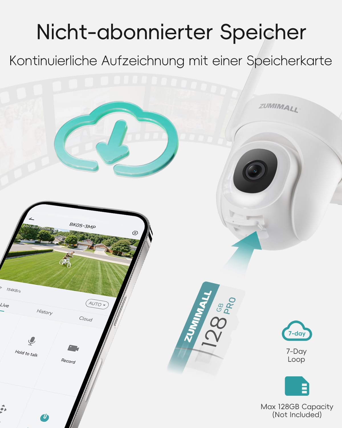 Überwachungskamera Aussen 5G/2,4GHz WLAN Kamera Überwachung aussen Kabelgebunden, 355°/90° PTZ, 24/7 Aufnahme,Nachtsicht,Cloud-Speicher,KI-Erkennung