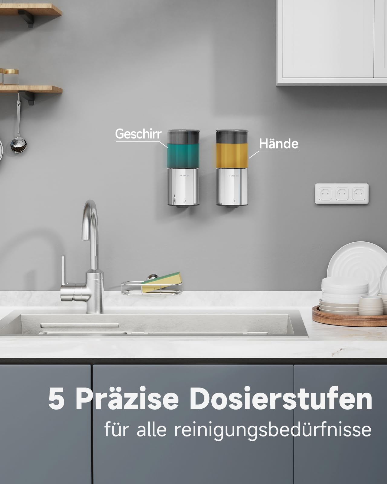 Automatischer Seifenspender für Flüssigseife, Wandmontage für Küche und Badezimmer, IPX7 Wasserdicht 400ml mit Edelstahl Gebürstetes