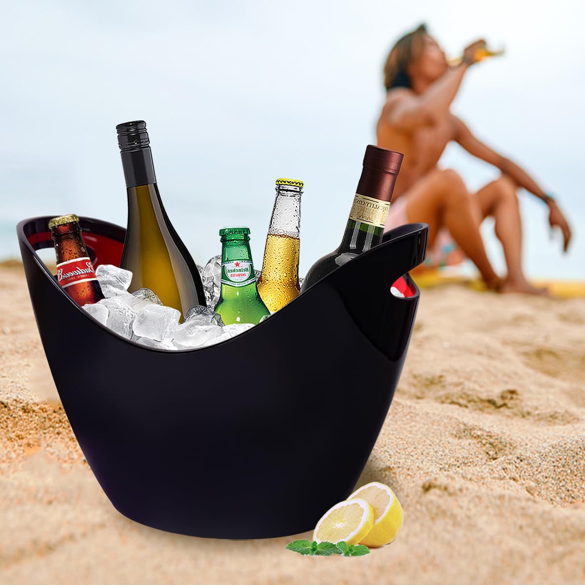 8L Eiseimer, Champagnereimer, Eiseimer, Weinkühler, Champagnerkühler, großer Eiseimer, Küchenobst und Gemüselagerbehälter (Clear)