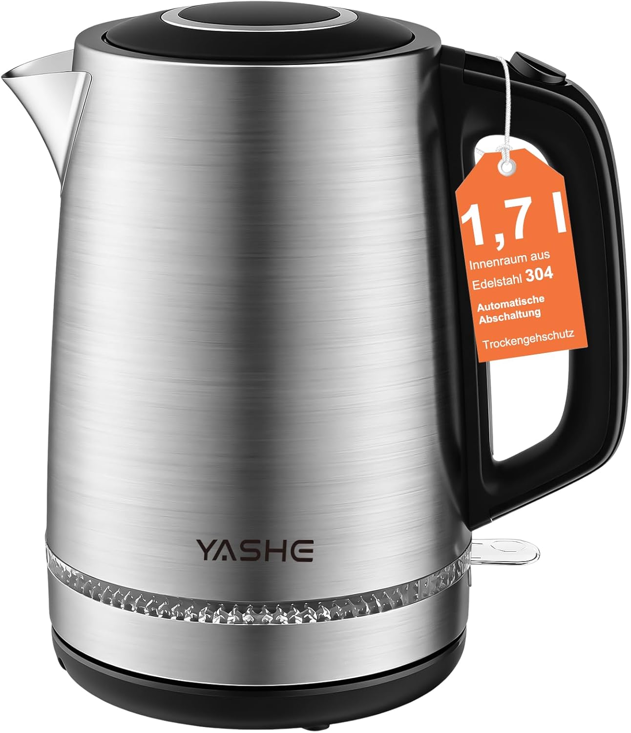 Wasserkocher mit Temperatureinstellung 1,7L 2200W Glas | 5 Temperaturstufen, 5 Farben LED, 30 Min Warmhaltefunktion, Kabellos, Kalkfilter, Abschaltautomatik