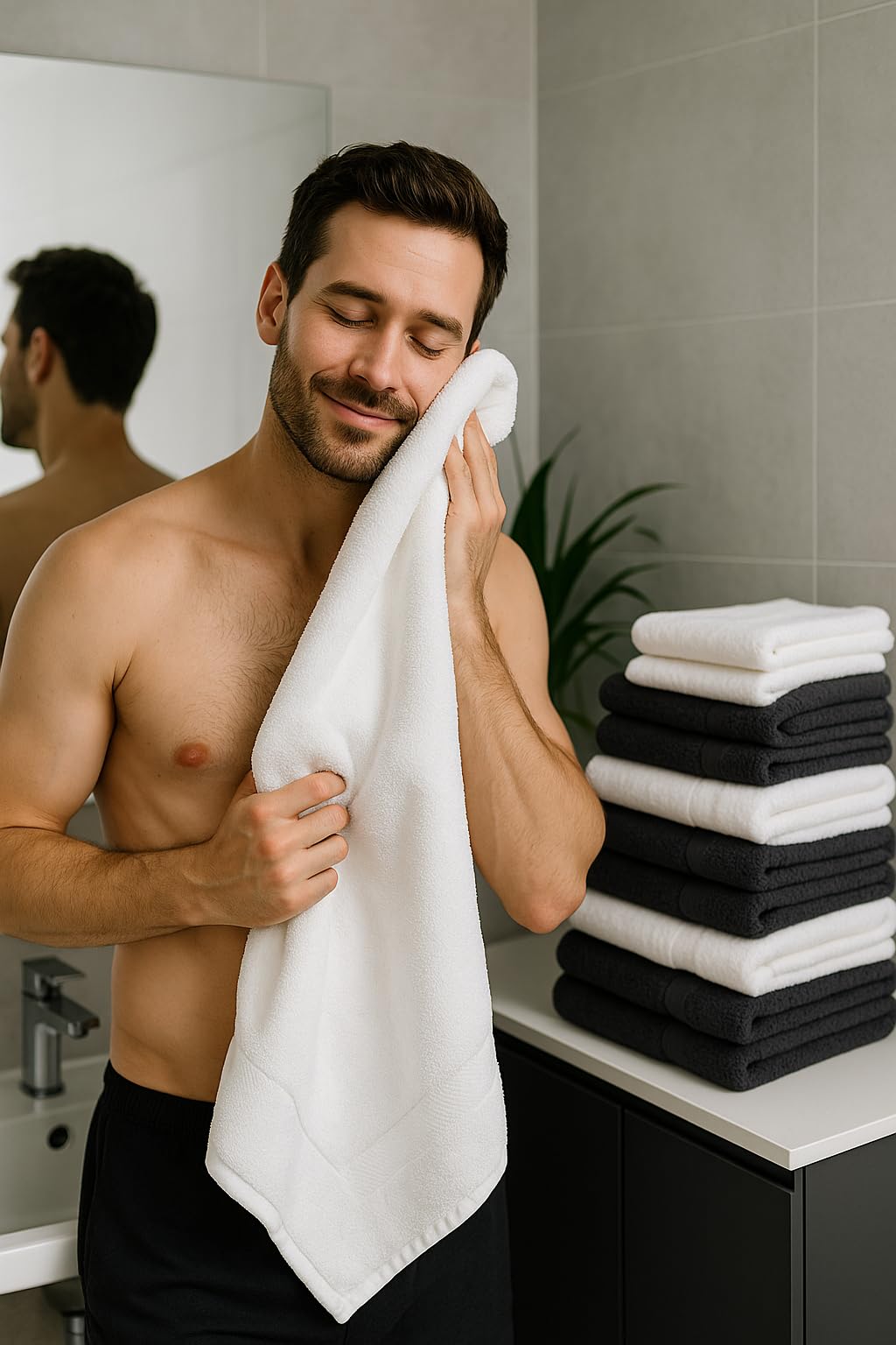 12-teilige Handtuch Set Premium Handtuch Set 100% Baumwolle 2 Badetücher 4 Handtücher 2 Gästehandtücher 2 Flanell