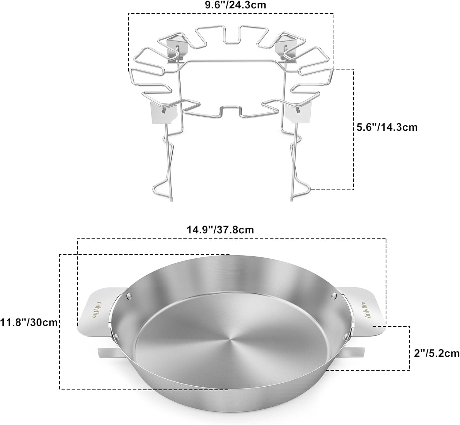 Hähnchenschenkel Halter mit Auffangschale für 12 Keulen, Edelstahl Hähnchen Ständer, Hähnchenbräter für Weber Gourmet BBQ System, Kugelgrill und Kamado Grill, Hähnchen Grill Ständer