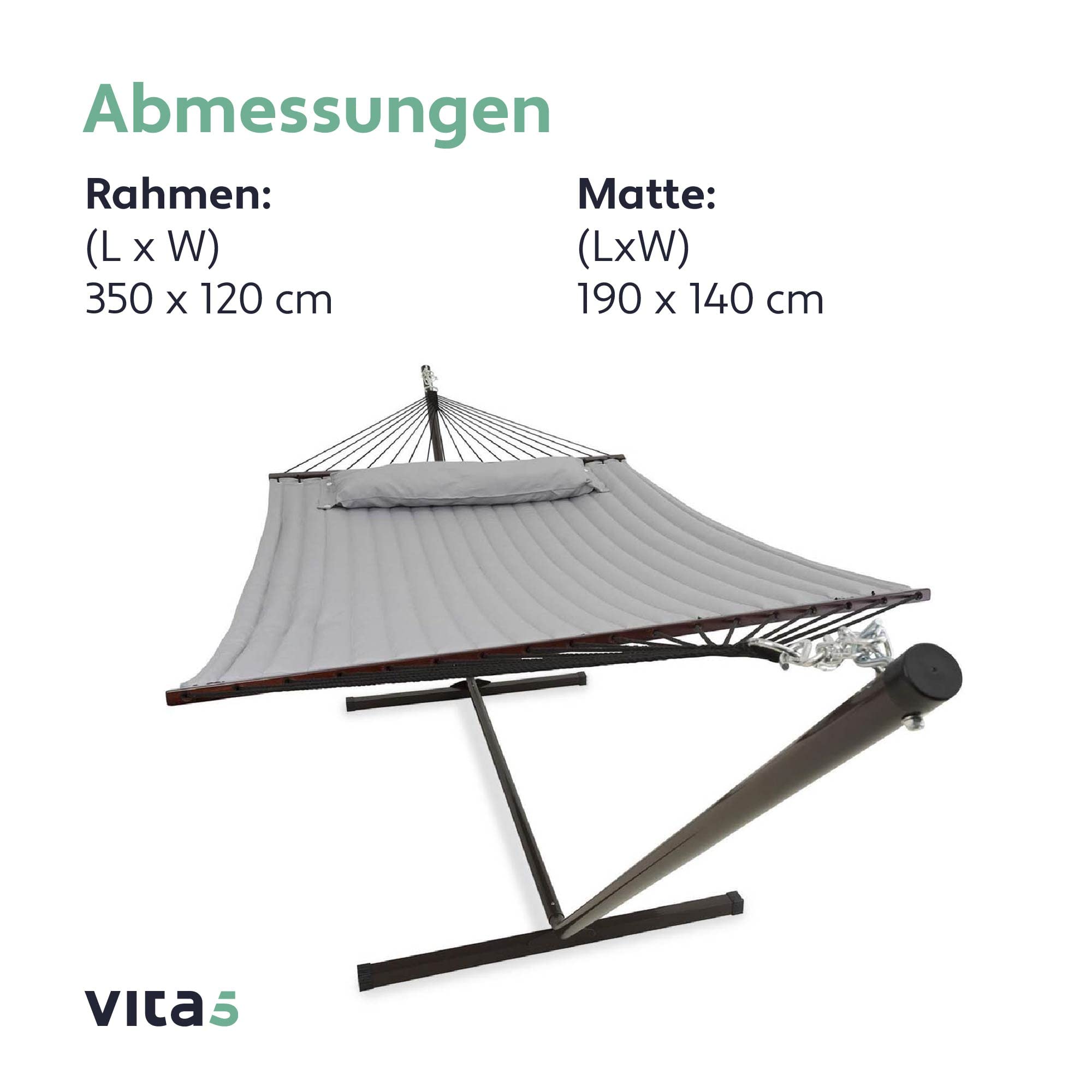 Hängematte mit Gestell und Tisch - Hängematte Outdoor für den Garten, Pool & Balkon - Großzügige Hängematten 2 Personen - Doppelhängematte mit Ständer und Beistelltisch - 200 kg Belastbarkeit