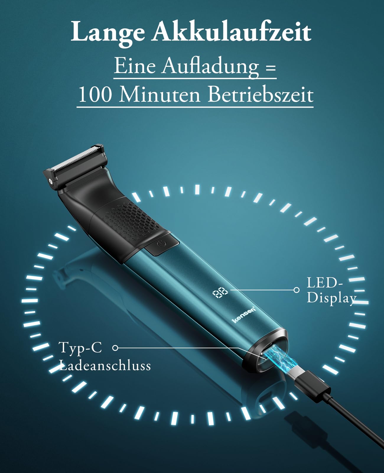 Intimrasierer Mann, kensen 2 in 1 Rasierer Herren Intimbereich Wasserdicht Körperrasierer Herren Typ-C Bodygroom Herren Nass Trocken Intim Rasierer Männer Beine Brust Achselhöhle Leiste Aufsteckkämme