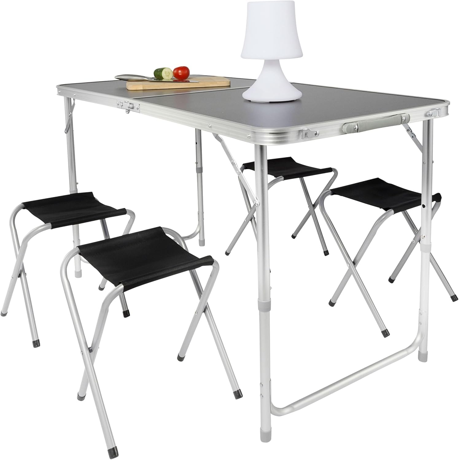 Multifunktionaler Klapptisch, für Camping, Märkte, Tapetentisch, für Feste im Garten, höhenverstellbar, schwarz