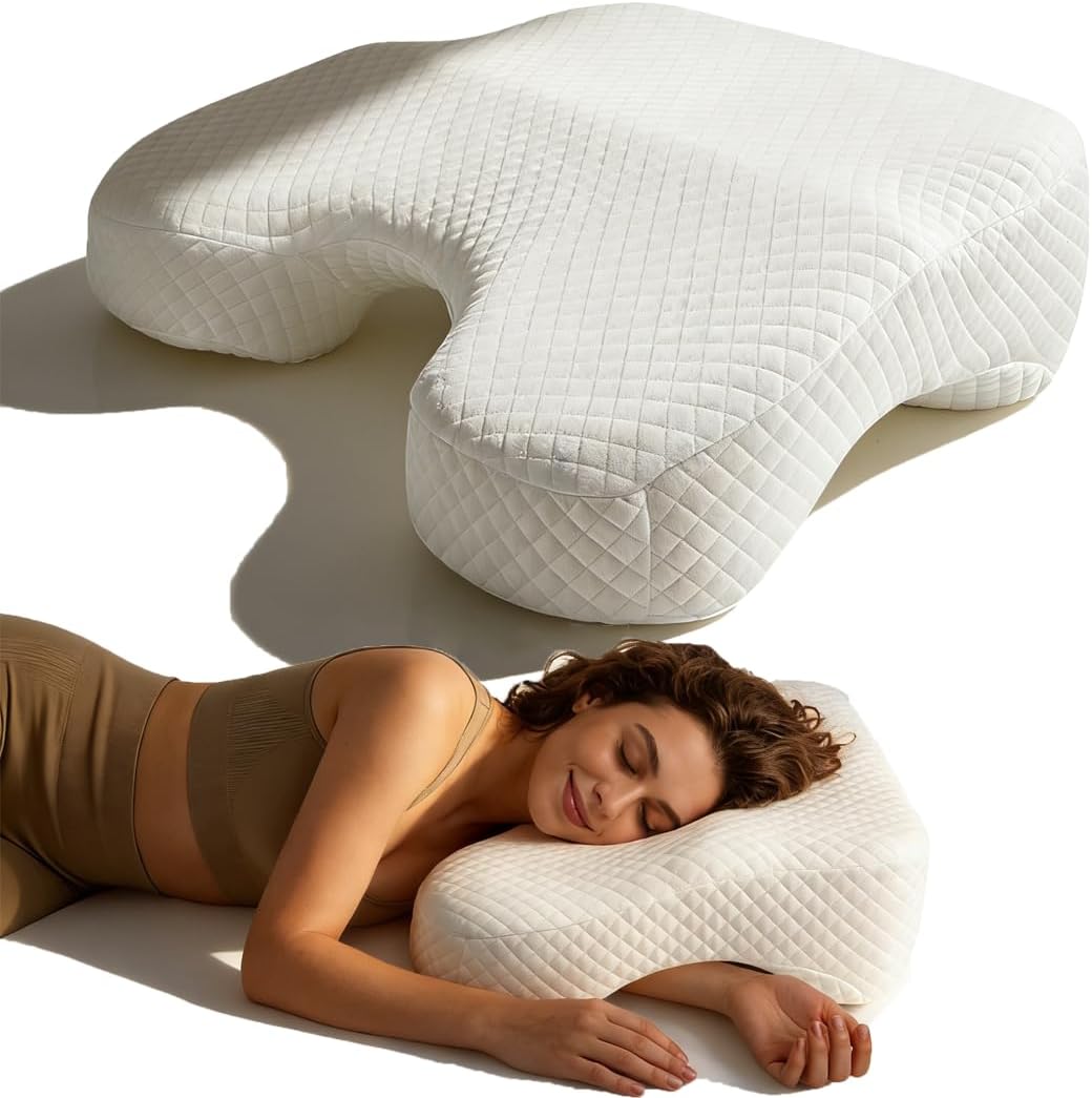 Seitenschläferkissen mit 3 Armloch, 2 in 1 Ergonomisches Seitenschläferkissen, Orthopädisches Nackenstützkissen aus Memory Foam, Kissen für Seitenschläfer, Rücken- und Bauchschläfer