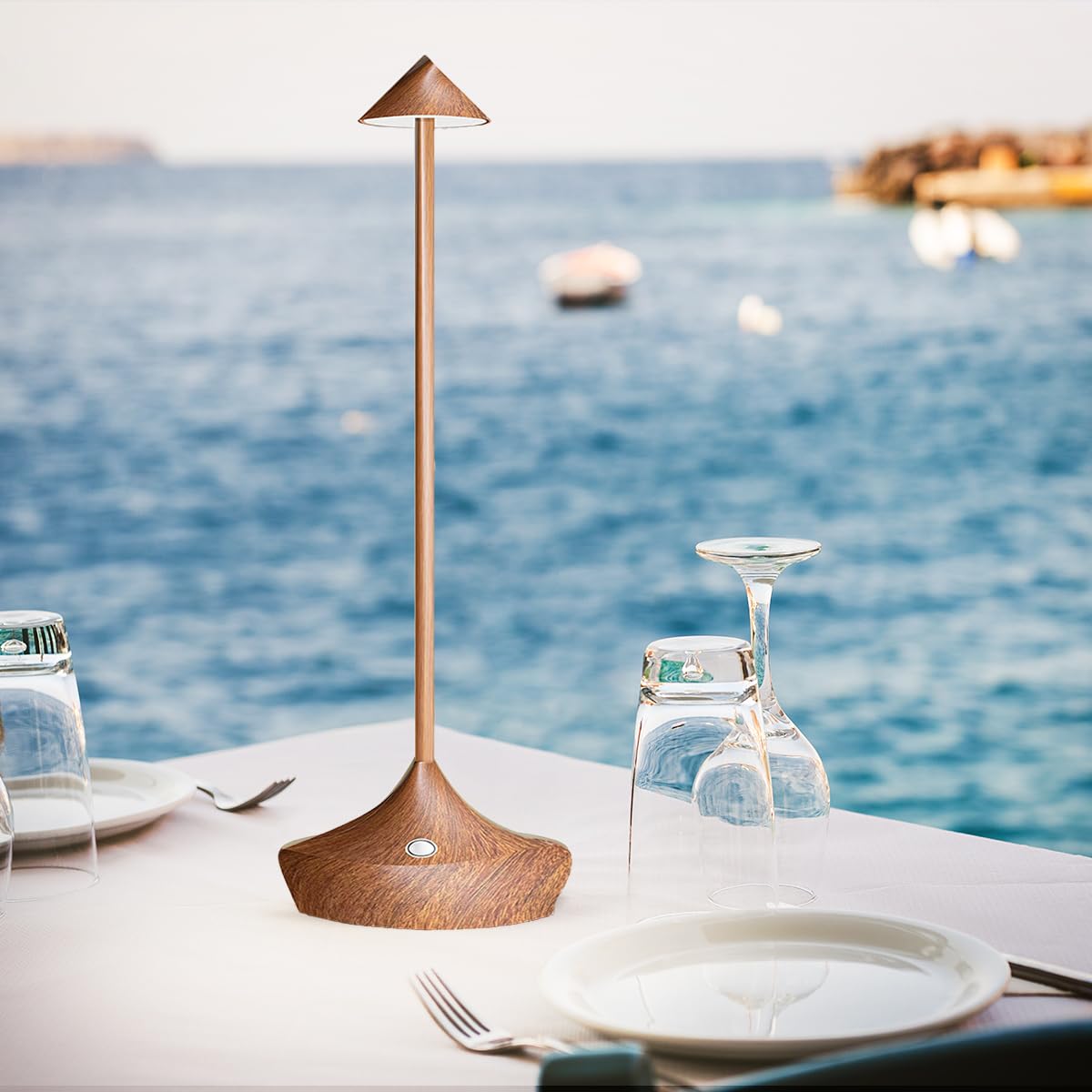 LED-Batterie Tischlampe Drahtloses , modernem Aluminium Dimmable Wireless Tischlampe 6000 mAh, wasserdicht, Tischlampen wiederaufladbar für Innen-Aussentisch Tisch Restaurant