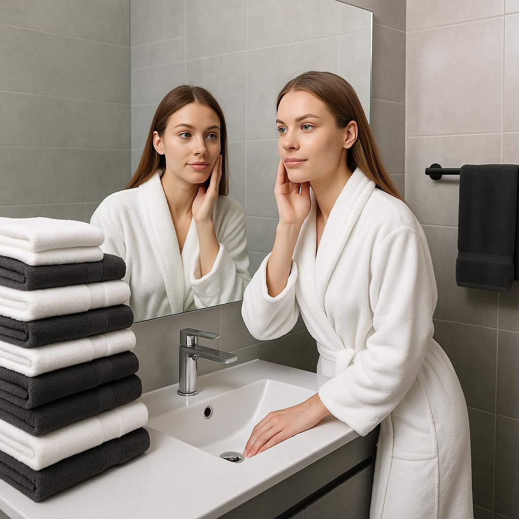 12-teilige Handtuch Set Premium Handtuch Set 100% Baumwolle 2 Badetücher 4 Handtücher 2 Gästehandtücher 2 Flanell