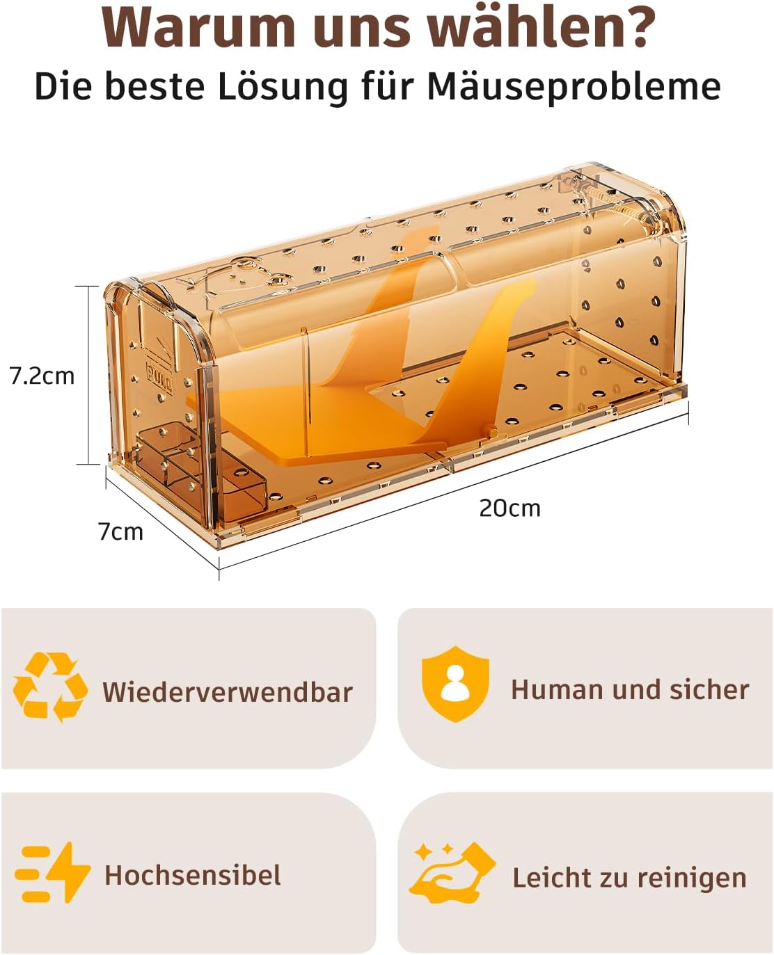 Mausefalle Lebend , Lebendfalle Maus, Wiederverwendbar, Tierfreundliche, Hochsensitive Quick Release, Kontakt mit Mäusen vermeiden - Gartenzubehör