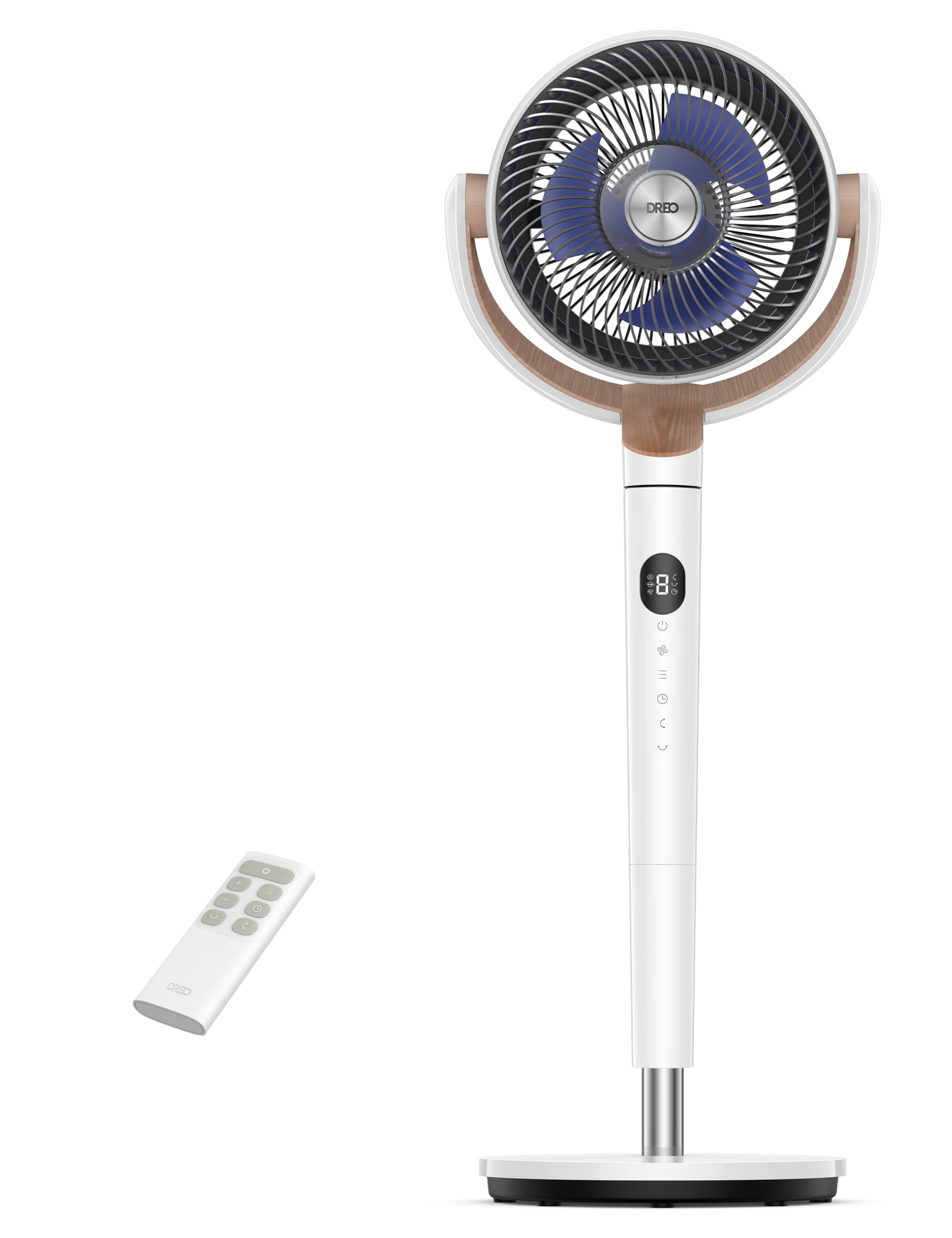 Starker Standventilator Smart mit RGB Light, 120° +120° Oszillierender Ventilator mit Fernbedienung, 20dB Leiser Bodenventilator / Turmventilator für Schlafzimmer, 8H Timer, Silber