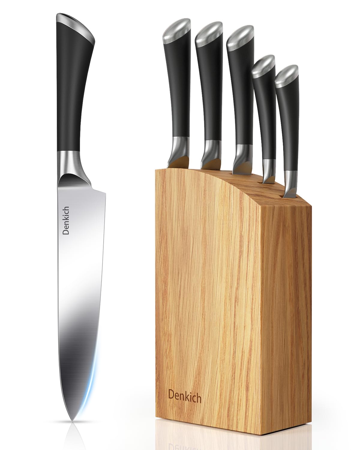 Messerblockset, 7-teiliges scharfes Messerset mit Block, deutsche Klingen aus hochwertigem Edelstahl und ergonomischen Griffen, professionelles Küchenmesserset für den Heimgebrauch
