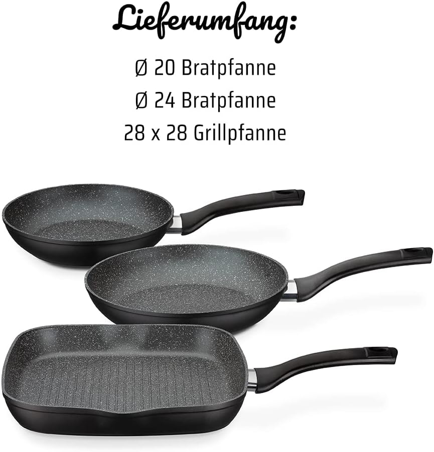 Gourmet Granit 3-teiliges Pan Set aus Aluminium / Schwarz / NEU & OVP