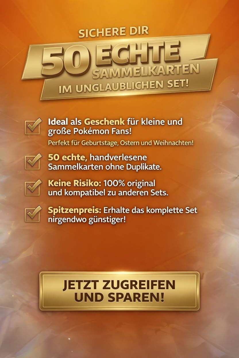 50 Sammelkarten Set Deutsch kompatibel mit Pokemon Karten, ohne Doppelte