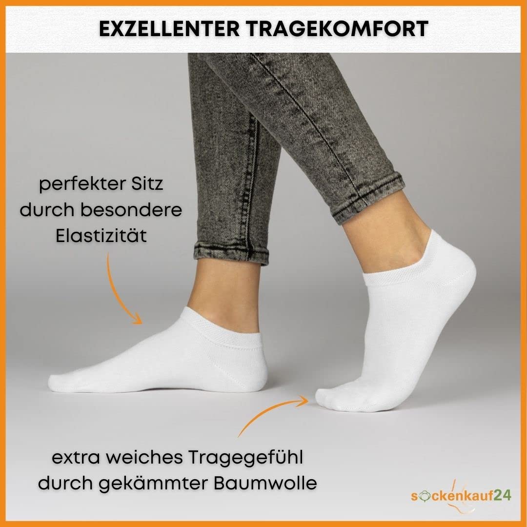 10 Paar Premium Trainer Socken für Männer und Frauen aus besegneter Baumwolle mit Comfort Bund ohne Drucknaht