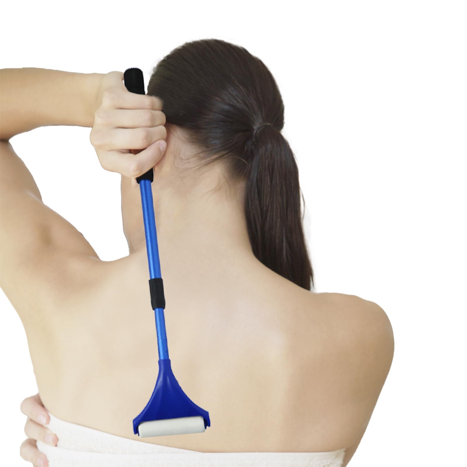 Mini Lotion Applikator Lotionsbürste Kosmetik Applikator Körperpflege Hautpflegewerkzeug mit drei Ersatzköpfen, verstellbar