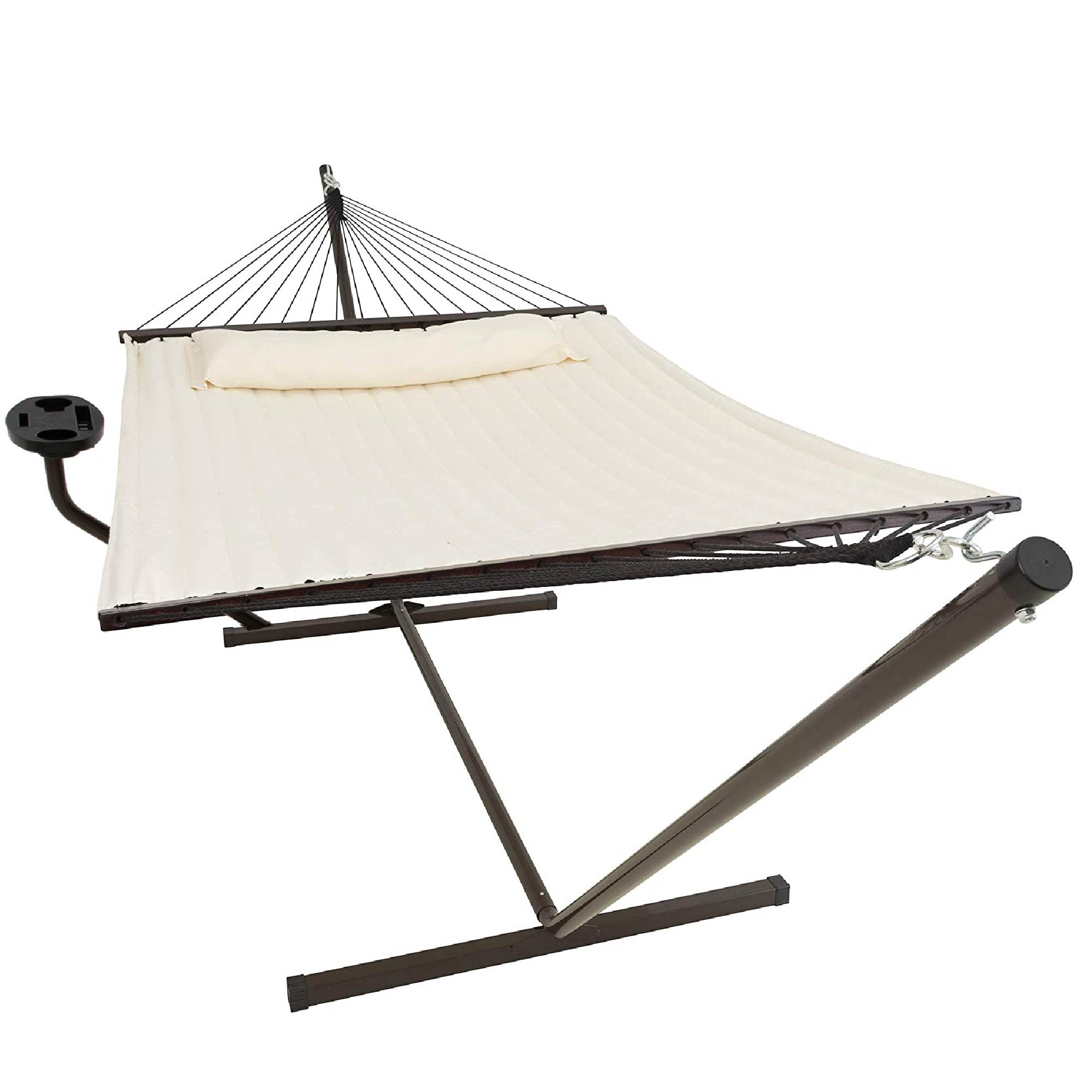Hängematte mit Gestell und Tisch - Hängematte Outdoor für den Garten, Pool & Balkon - Großzügige Hängematten 2 Personen - Doppelhängematte mit Ständer und Beistelltisch - 200 kg Belastbarkeit