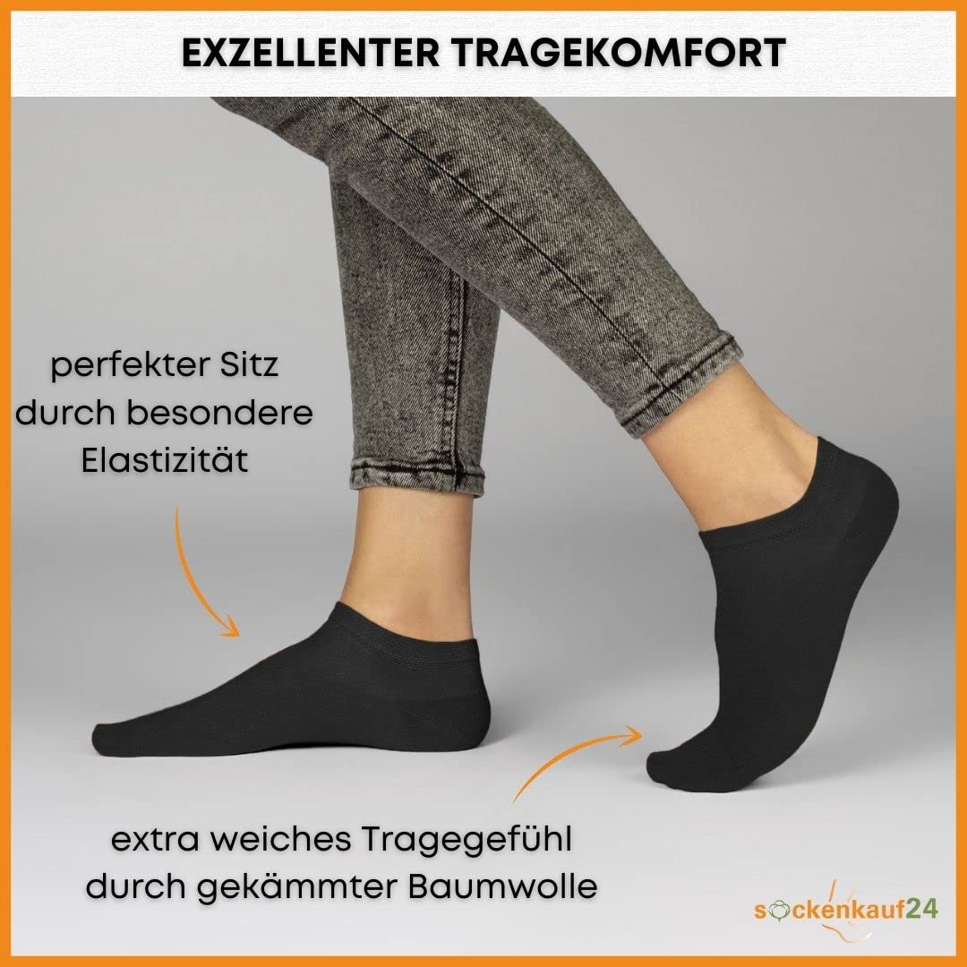 10 Paar Premium Trainer Socken für Männer und Frauen aus besegneter Baumwolle mit Comfort Bund ohne Drucknaht